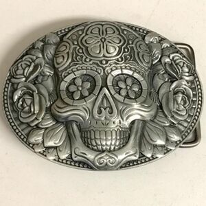Sugar skull Dia los Muertos skull belt buckle
